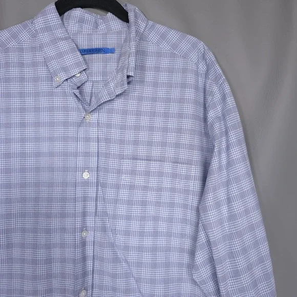 J. McLAUGHLIN Blue Check Button Up Shirt Men's Cotton Long Sleeve LARGE